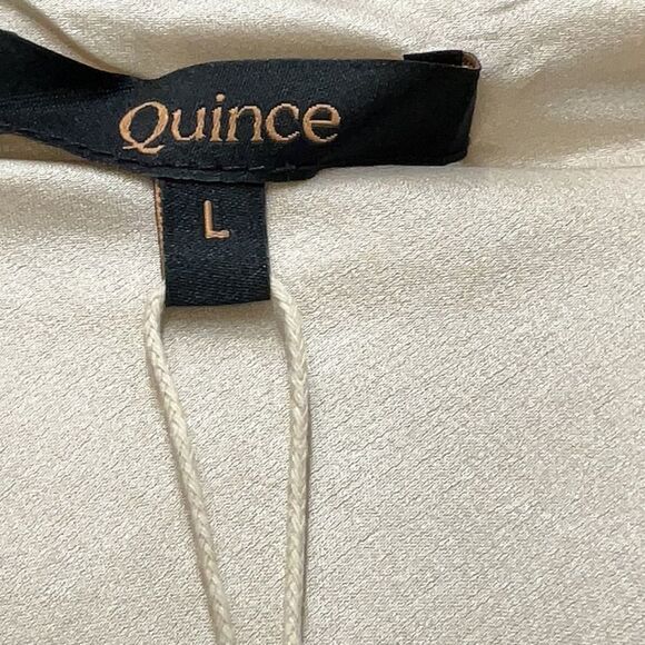 NEW Quince Silk Stretch Washable Twist Halter Midi Backless Dress Cream Size L - Picture 10 of 14